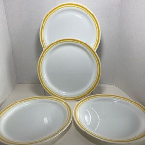 Lot of 4 Corelle Citrus Yellow Striped Dinner Plates 10.25”